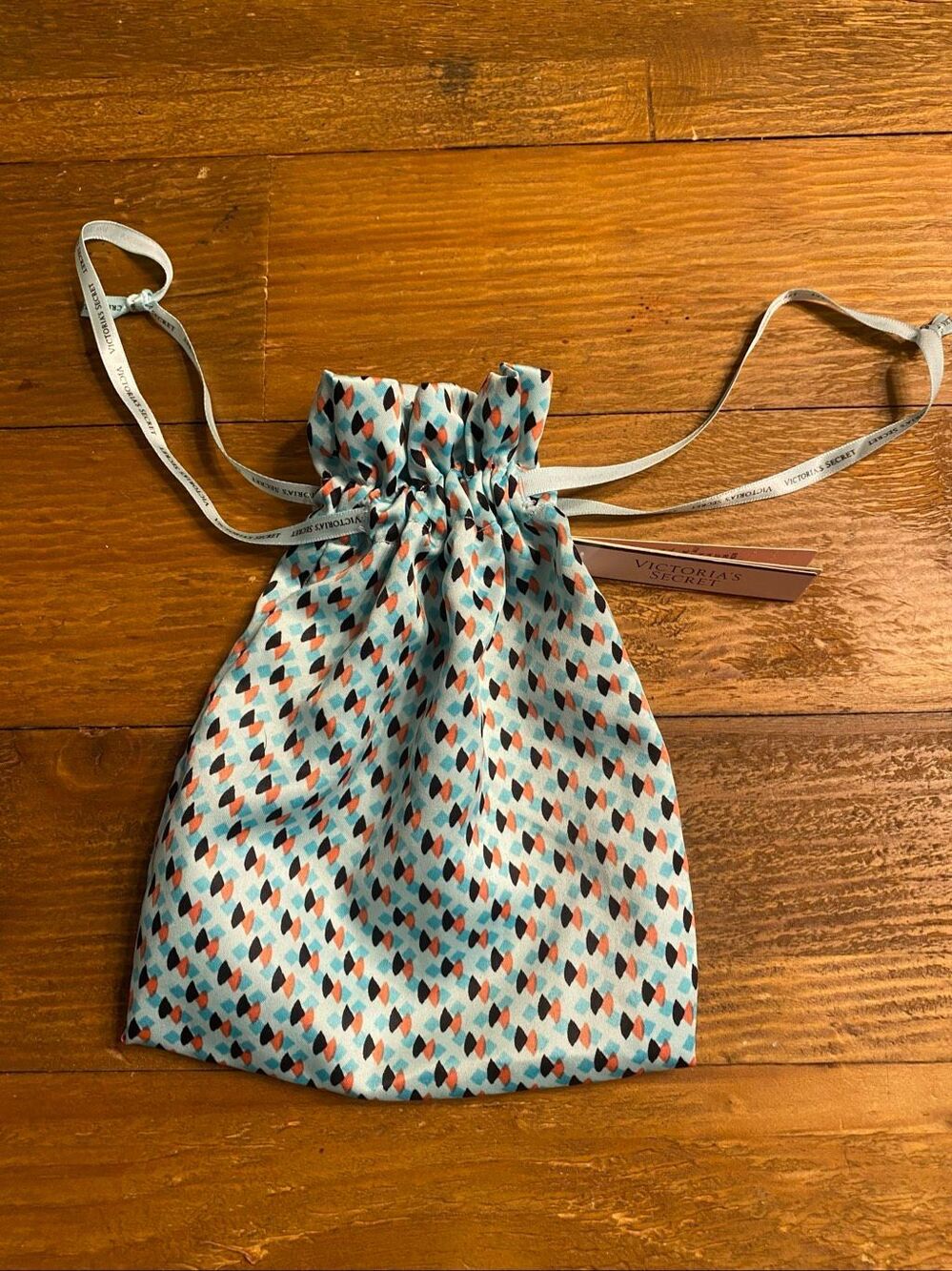 Victoria's Secret NWT Small Tie Up Bag Pouch Blue Orange OS